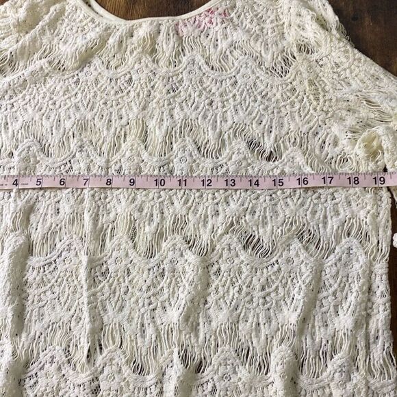 Pookie & Sebastian lace crochet fringe coastal cowgirl top shirt M - Picture 7 of 8